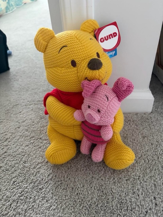 Gund Other - GUND Knit Winnie the Pooh with Pink Piglet Plush Set - Yellow & Pink